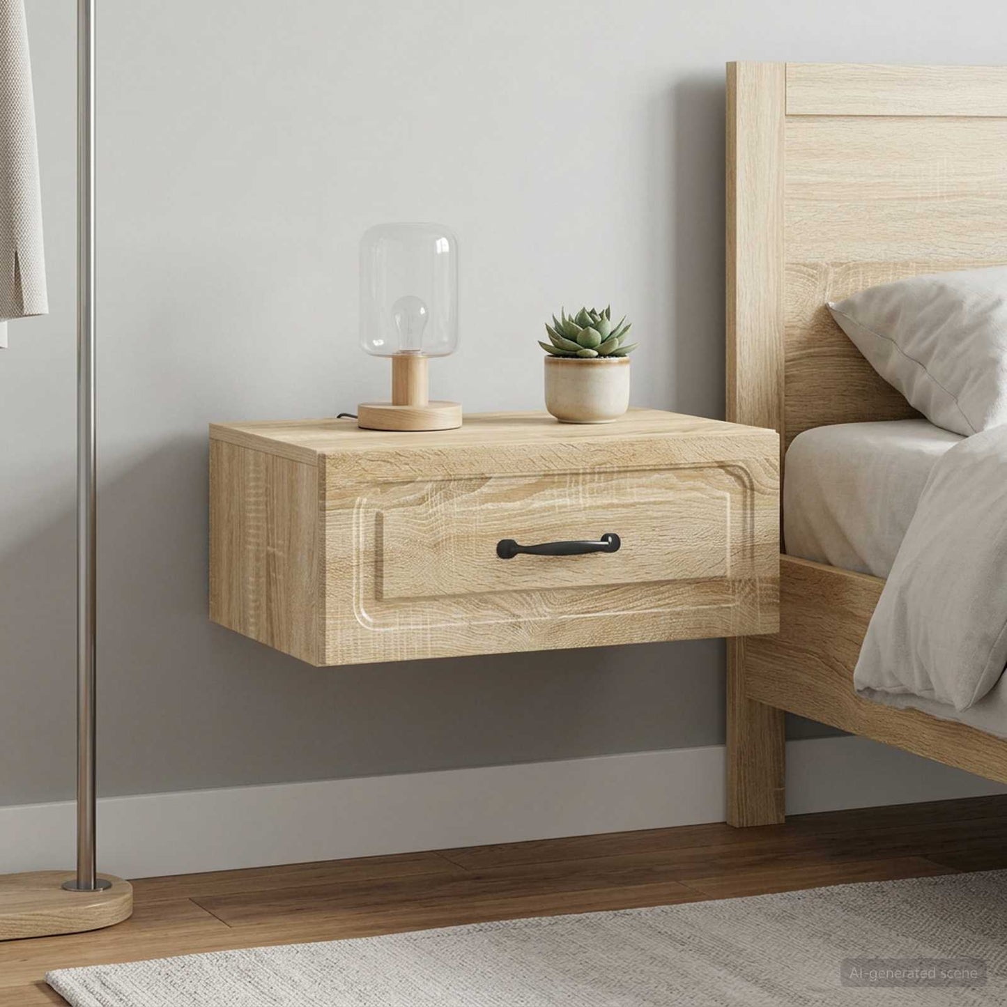 Mobiletto da notte a muro 2 pcs Rovere Sonoma 49 x 34,5 x 20 cm