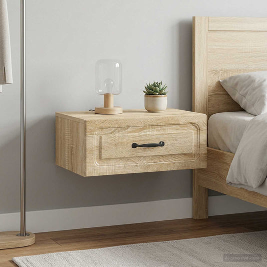 Mobiletto da notte a muro 2 pz Rovere Sonoma 49 x 34,5 x 20 cm