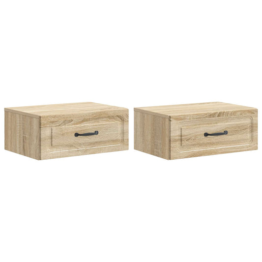 Mobiletto da notte a muro 2 pcs Rovere Sonoma 49 x 34,5 x 20 cm | homemem39