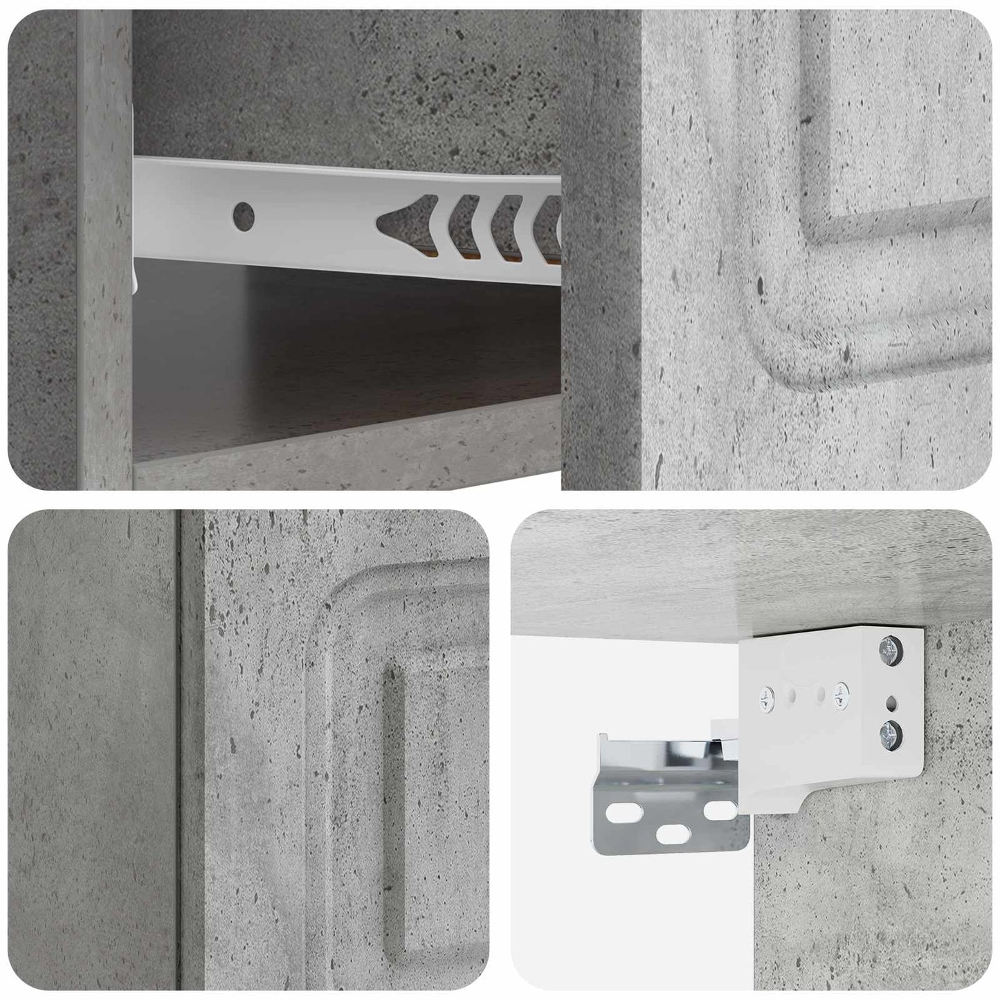 Mobiletto da notte a muro Grigio Cemento 49 x 34,5 x 20 cm