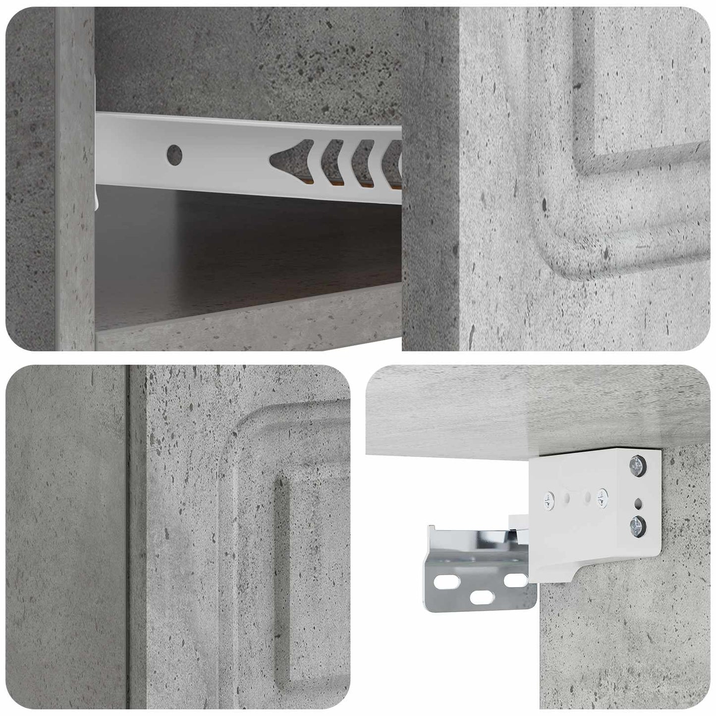 Mobiletto da notte a muro con cassetto 2 pcs Grigio Cemento | homemem39