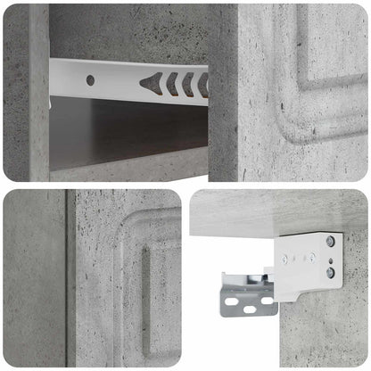 Mobiletto da notte a muro con cassetto 2 pcs Grigio Cemento