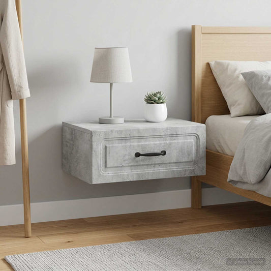 Mobiletto da notte a muro 2 pz Grigio Cemento 49 x 34,5 x 20 cm