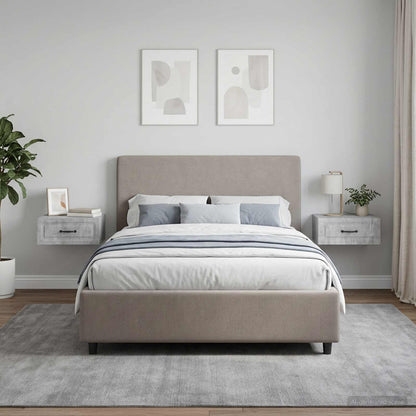 Mobiletto da notte a muro con cassetto 2 pcs Grigio Cemento