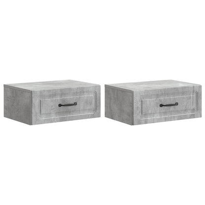 Mobiletto da notte a muro con cassetto 2 pcs Grigio Cemento | homemem39
