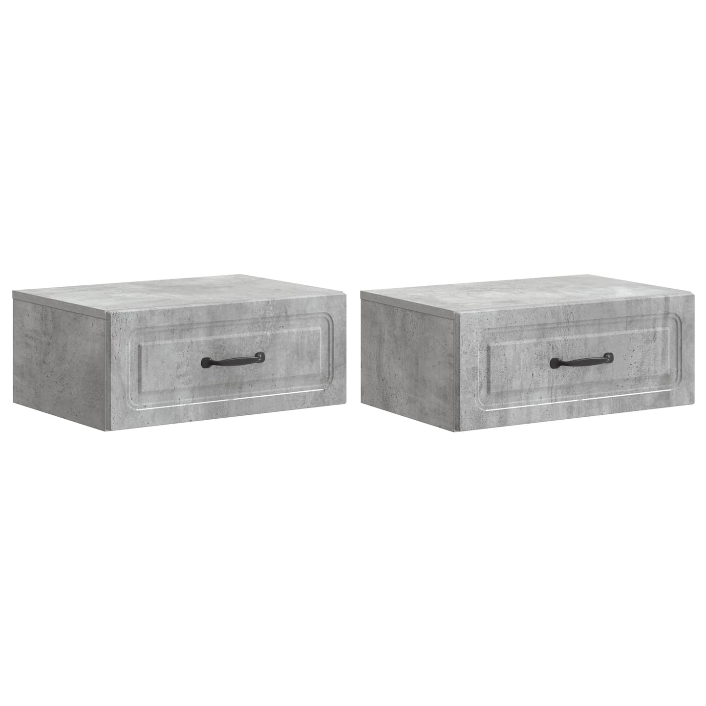 Mobiletto da notte a muro con cassetto 2 pcs Grigio Cemento