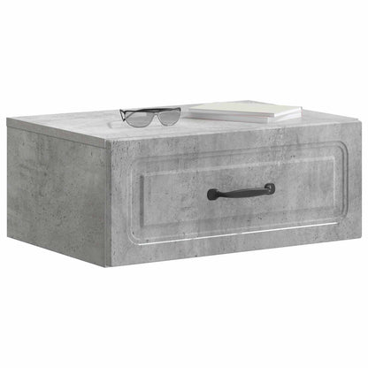 Mobiletto da notte a muro con cassetto 2 pcs Grigio Cemento
