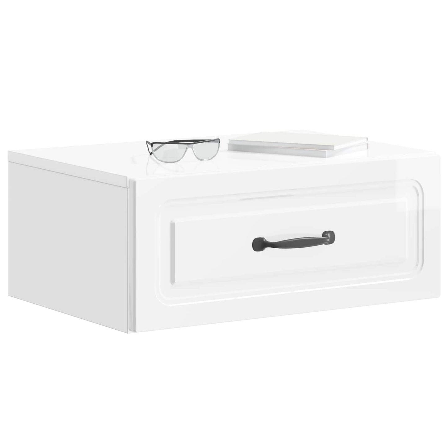 Mobiletto da notte a muro Bianco Lucido 49 x 34,5 x 20 cm