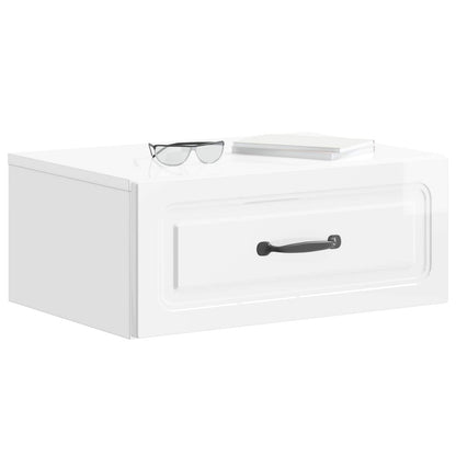 Mobiletto da notte a muro 2 pcs Bianco Lucido 49 x 34,5 x 20 cm