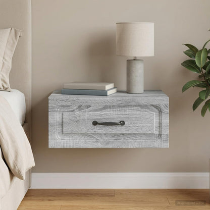 Mobiletto da notte a muro Grigio Sonoma 49 x 34,5 x 20 cm