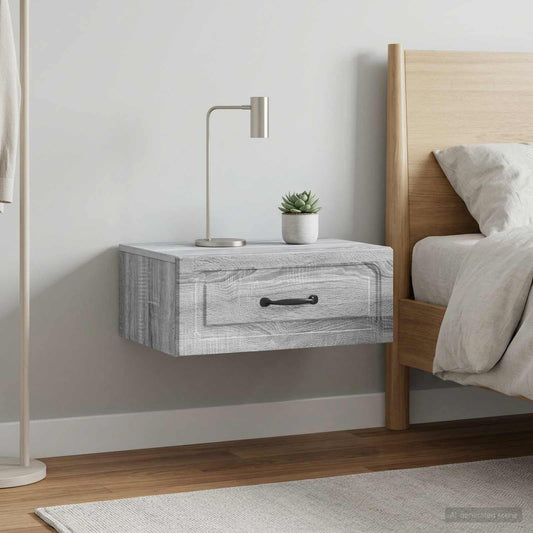 Mobiletto da notte a muro 2 pz Grigio Sonoma 49 x 34,5 x 20 cm