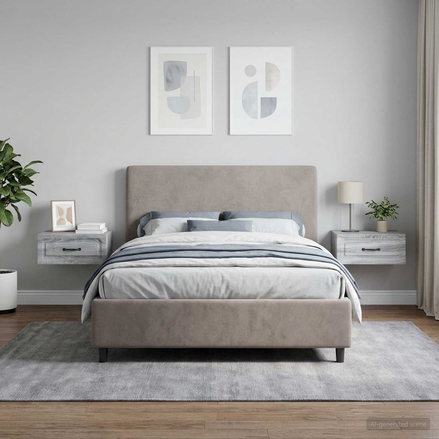 Mobiletto da notte a muro 2 pcs Grigio Sonoma 49 x 34,5 x 20 cm