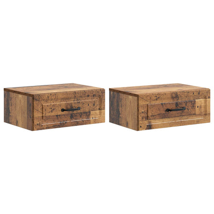 Mobiletto da notte a muro 2 pcs Legno antico 49 x 34,5 x 20 cm