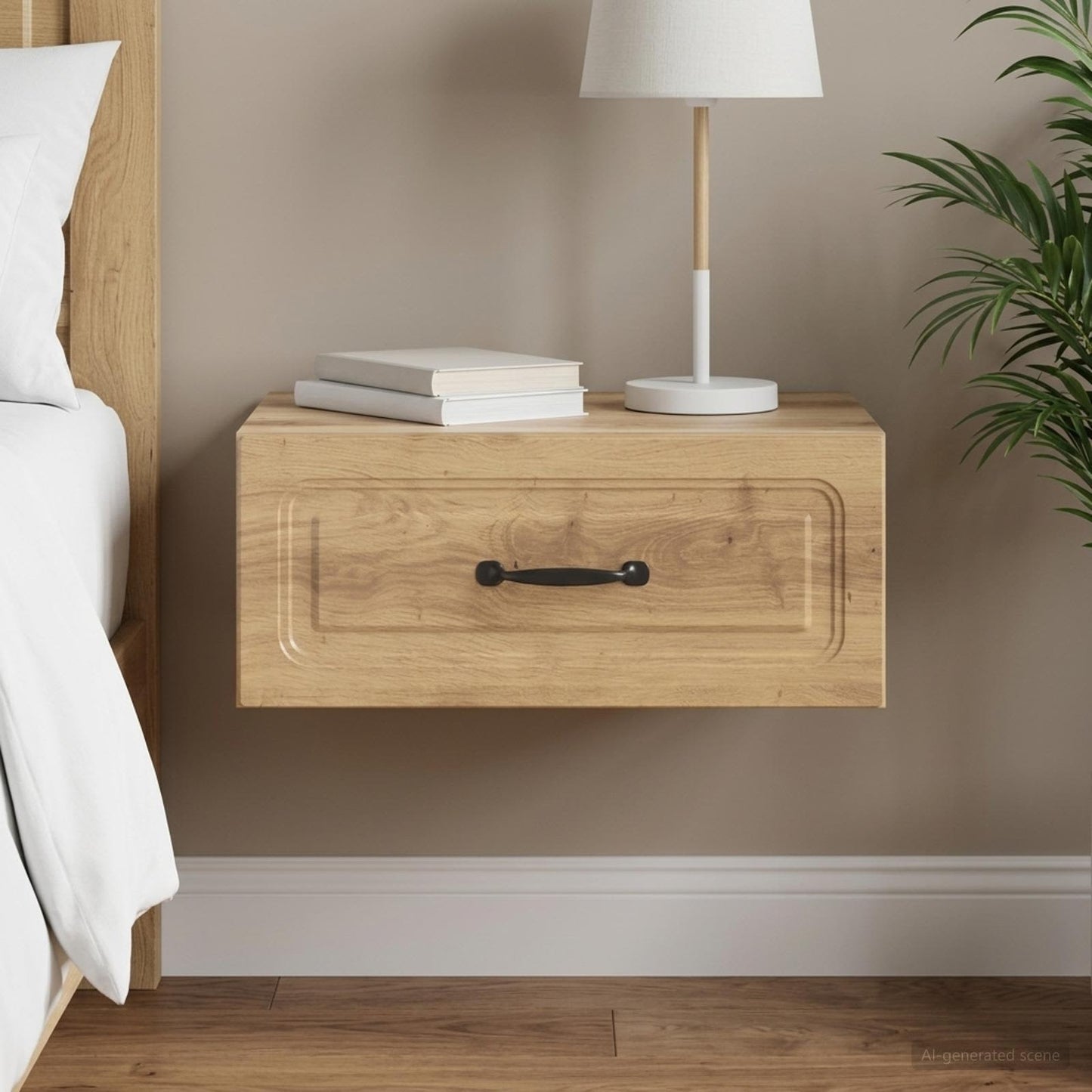 Mobiletto da notte a muro Rovere Artigianale 49 x 34,5 x 20 cm