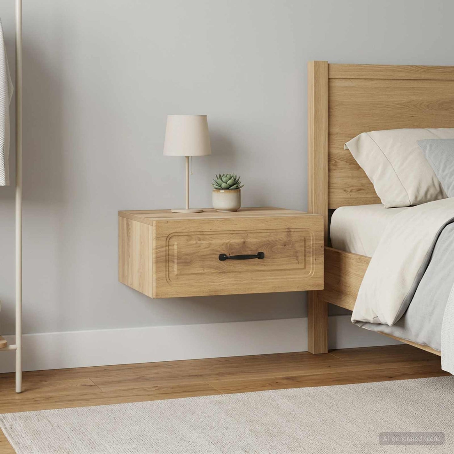 Mobiletto da notte a muro 2 pz Rovere Artigianale