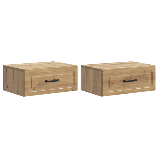 Mobiletto da notte a muro con cassetto 2 pcs Rovere Artigianale