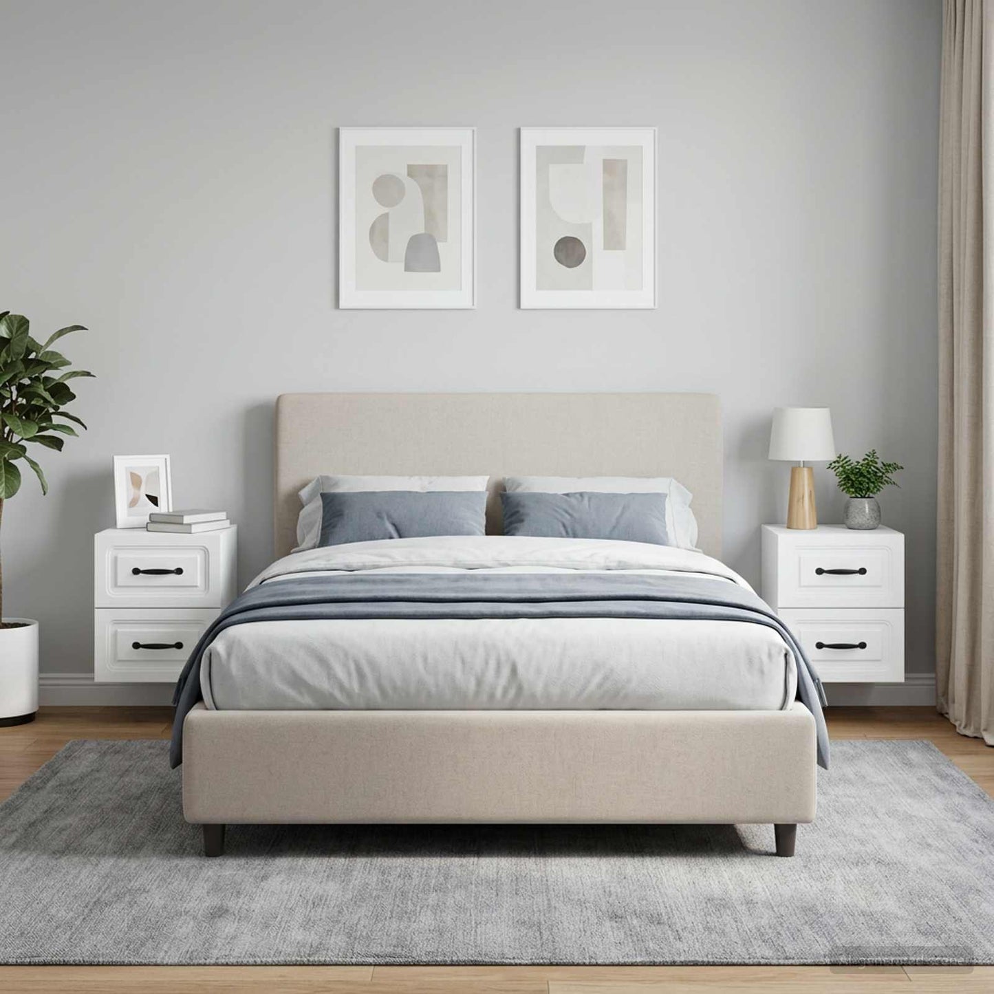 Mobiletto da notte a muro 2 pcs Bianco 34,5 x 33 x 40 cm
