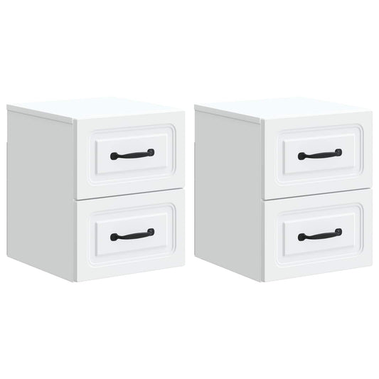 Mobiletto da notte a muro 2 pcs Bianco 34,5 x 33 x 40 cm