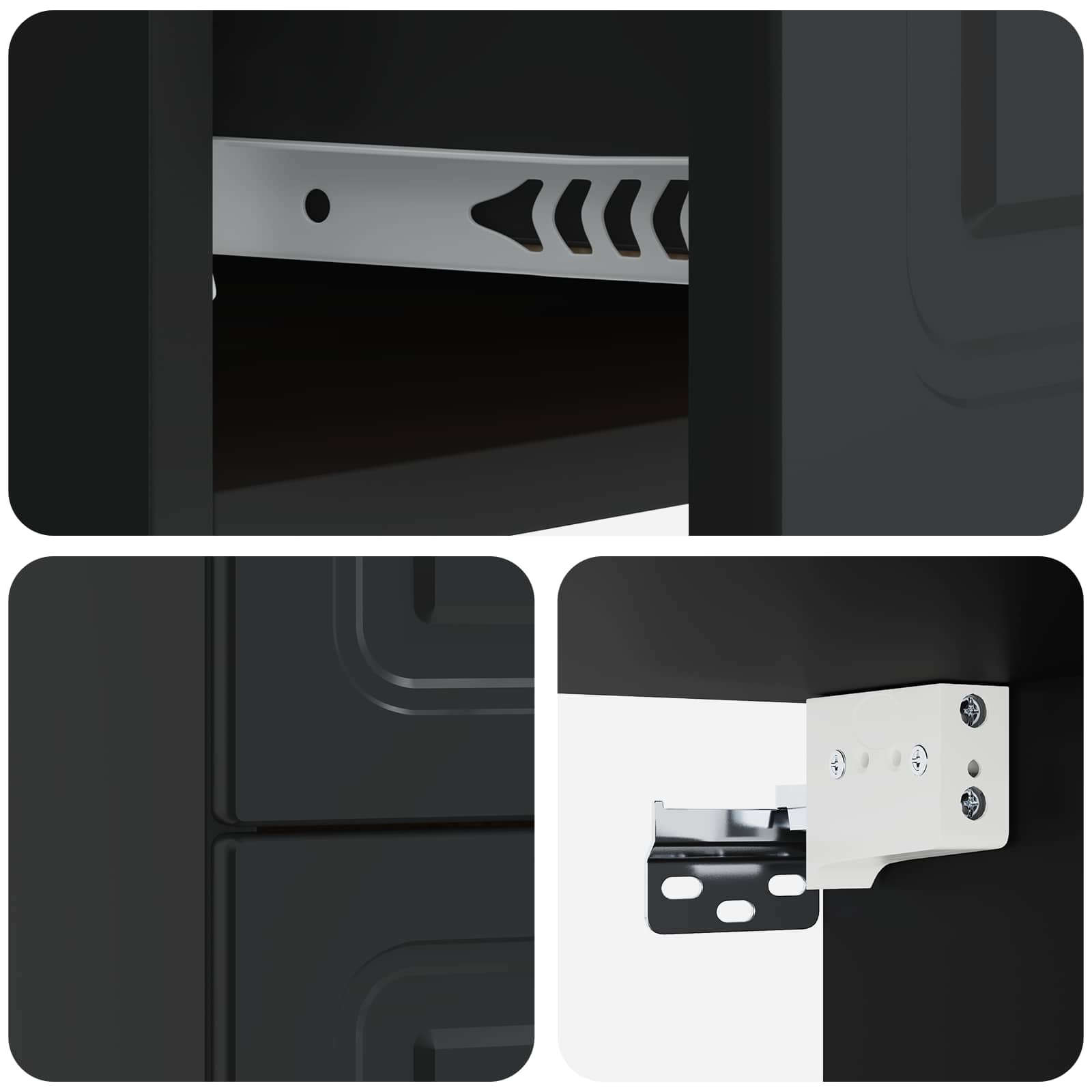 Mobiletto da notte a muro con cassetto Nero 34,5 x 33 x 40 cm | homemem39