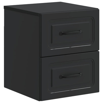 Mobiletto da notte a muro con cassetto Nero 34,5 x 33 x 40 cm