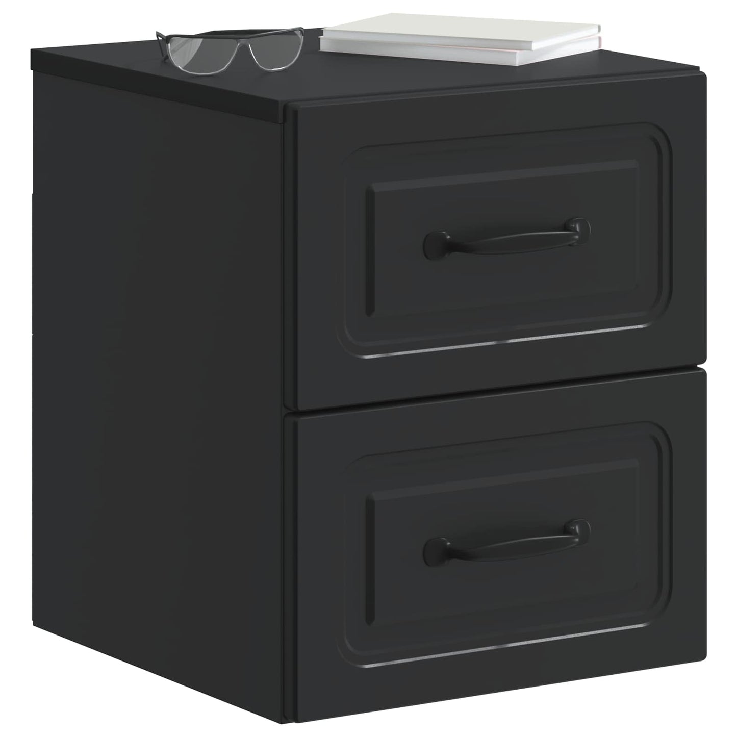 Mobiletto da notte a muro con cassetto Nero 34,5 x 33 x 40 cm | homemem39