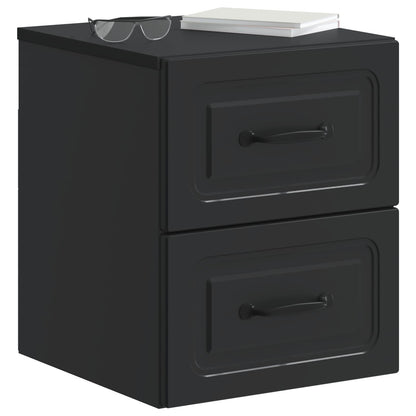 Mobiletto da notte a muro con cassetto Nero 34,5 x 33 x 40 cm | homemem39