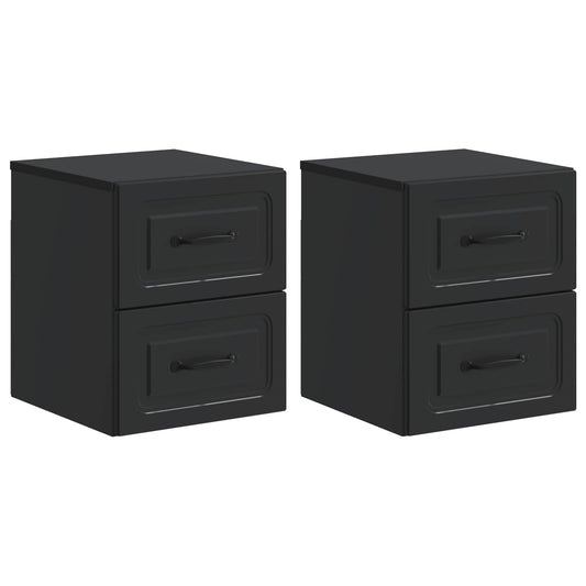 Mobiletto da notte a muro 2 pcs Nero 34,5 x 33 x 40 cm | homemem39