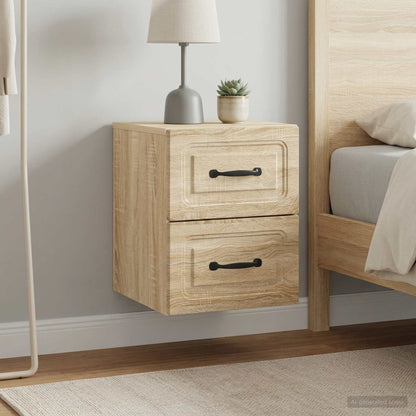 Mobiletto da notte a muro 2 pcs Rovere Sonoma 34,5 x 33 x 40 cm
