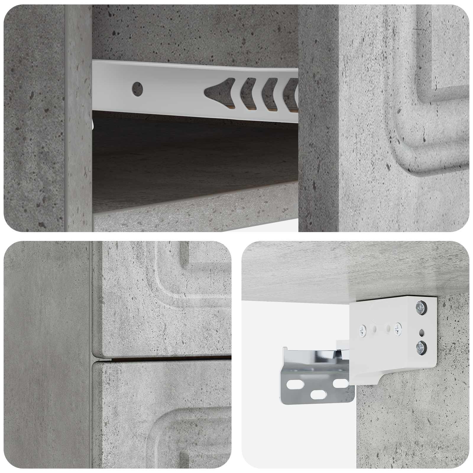 Mobiletto da notte a muro Grigio Cemento 34,5 x 33 x 40 cm | homemem39
