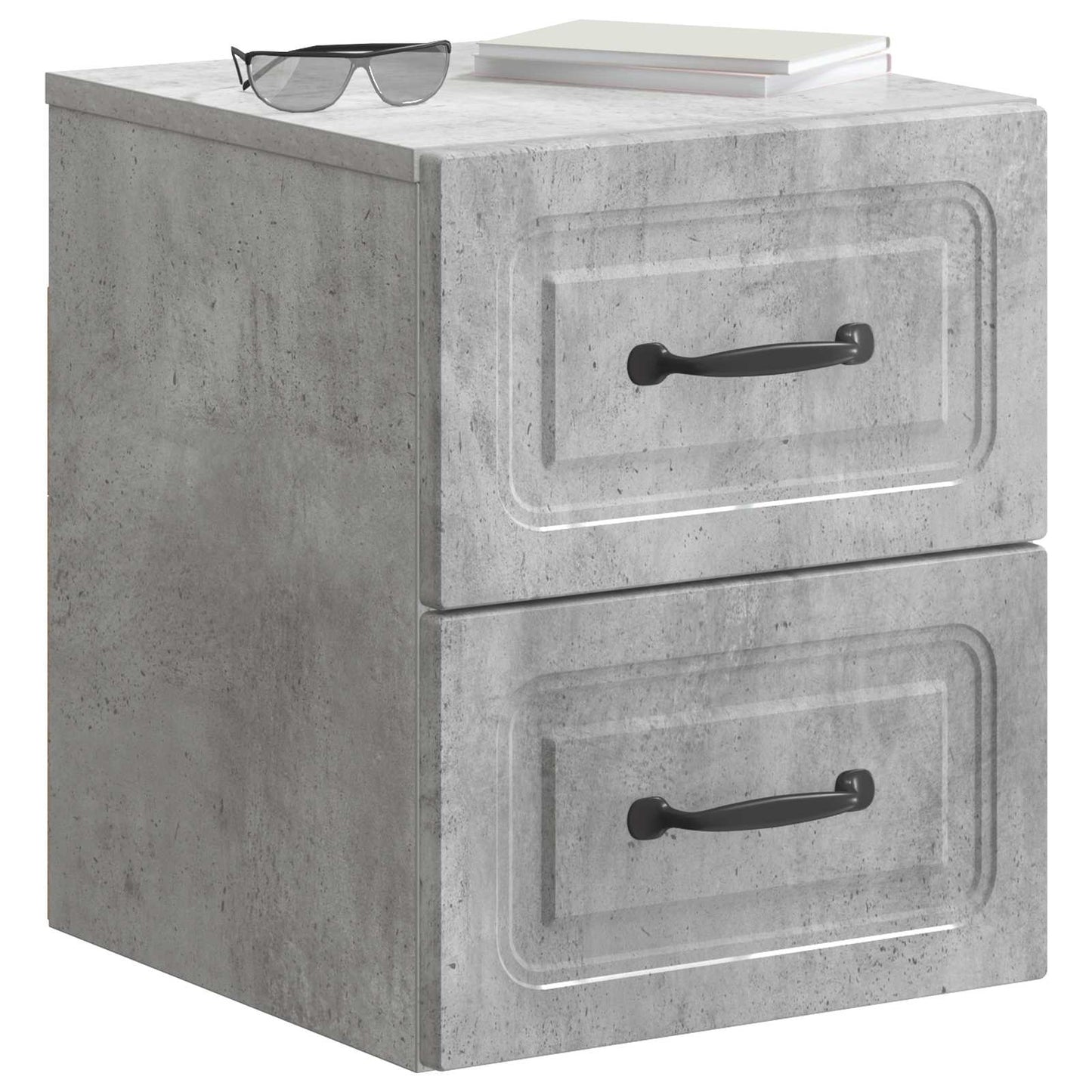 Mobiletto da notte a muro Grigio Cemento 34,5 x 33 x 40 cm