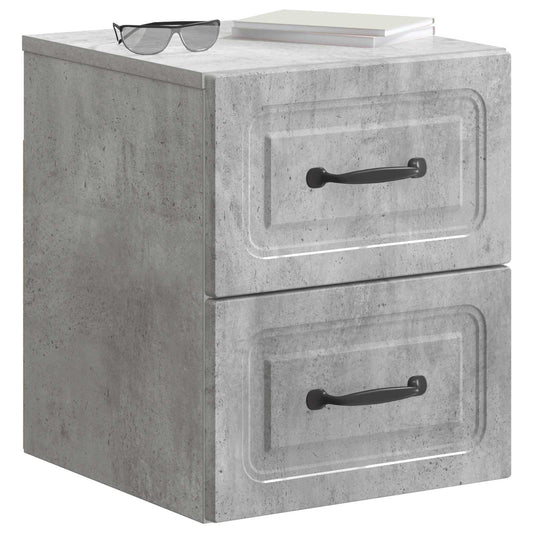 Mobiletto da notte a muro Grigio Cemento 34,5 x 33 x 40 cm
