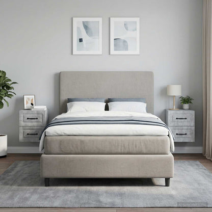 Mobiletto da notte a muro con cassetto 2 pcs Grigio Cemento