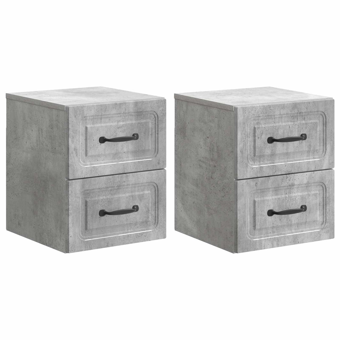 Mobiletto da notte a muro con cassetto 2 pcs Grigio Cemento