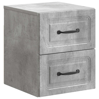Mobiletto da notte a muro con cassetto 2 pcs Grigio Cemento