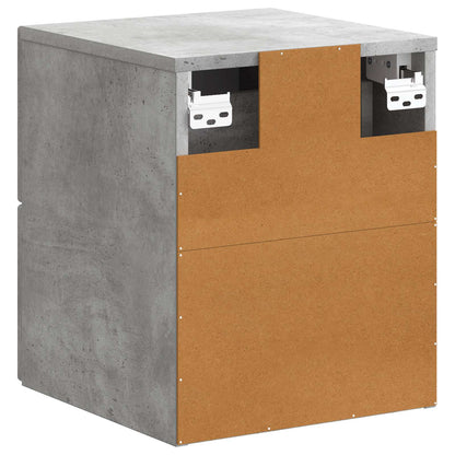 Mobiletto da notte a muro con cassetto 2 pcs Grigio Cemento