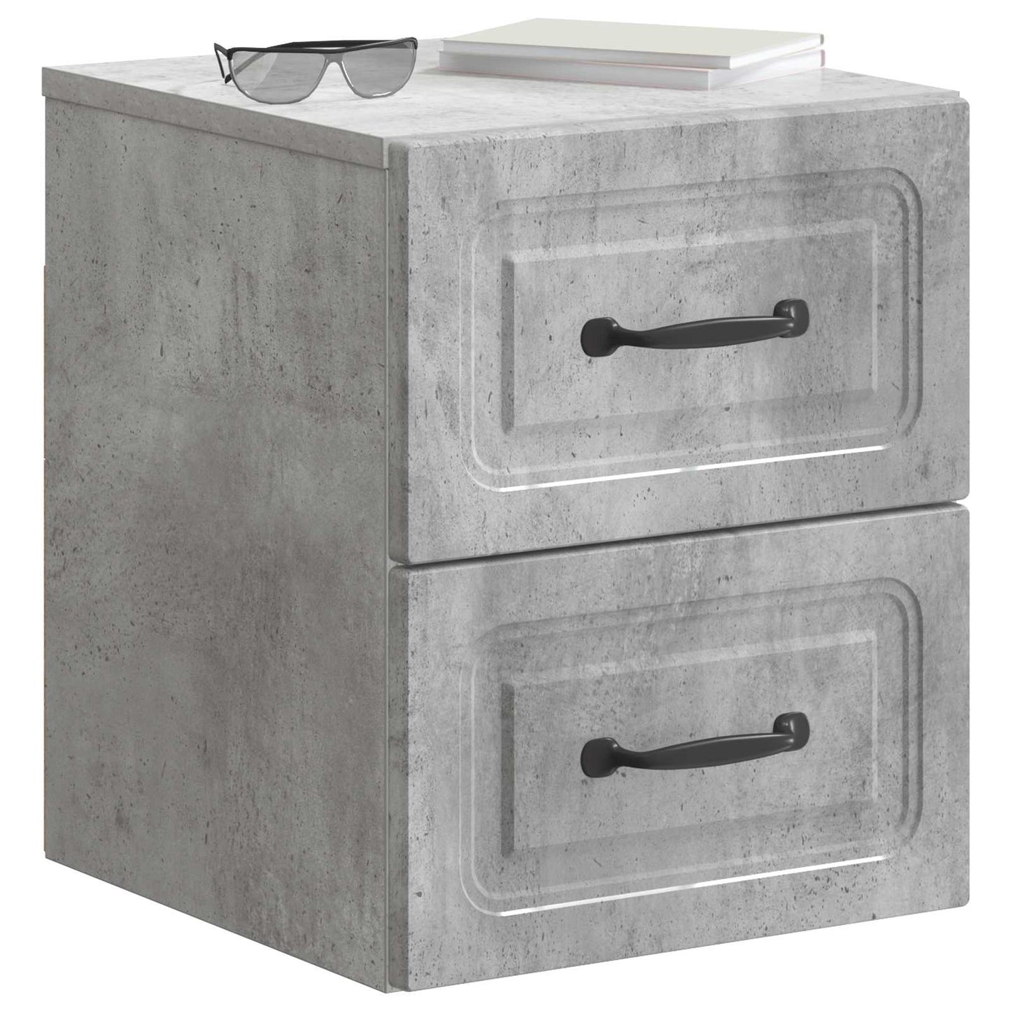Mobiletto da notte a muro con cassetto 2 pcs Grigio Cemento