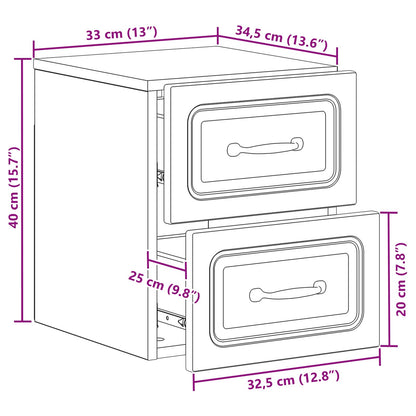 Mobiletto da notte a muro con cassetto 2 pcs Grigio Cemento | homemem39