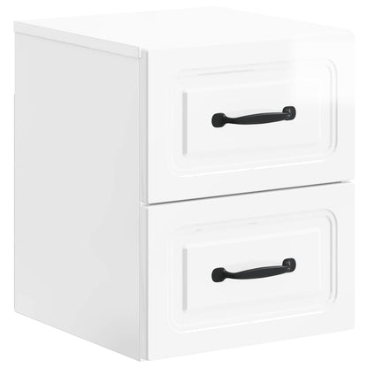 Mobiletto da notte a muro Bianco Lucido 34,5 x 33 x 40 cm