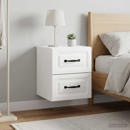 Mobiletto da notte a muro 2 pcs Bianco Lucido 34,5 x 33 x 40 cm