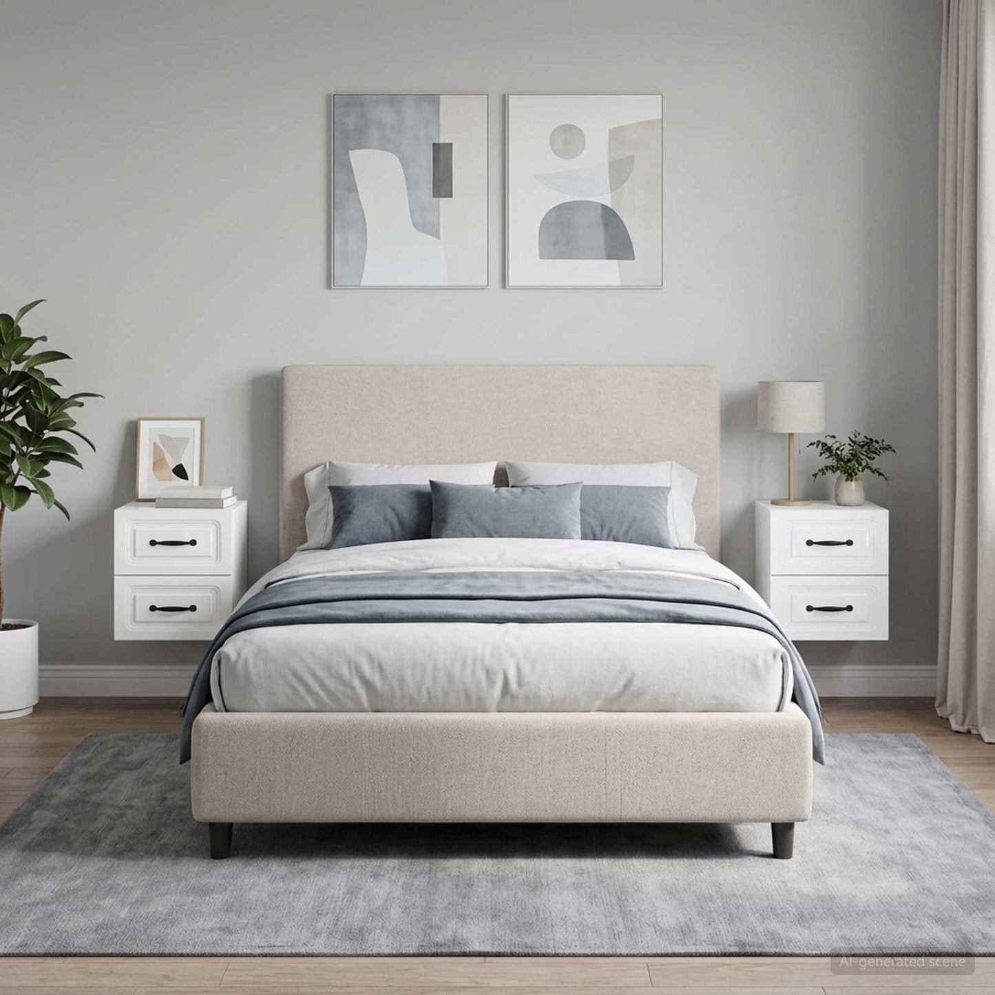 Mobiletto da notte a muro 2 pcs Bianco Lucido 34,5 x 33 x 40 cm