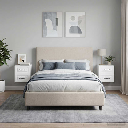 Mobiletto da notte a muro 2 pcs Bianco Lucido 34,5 x 33 x 40 cm