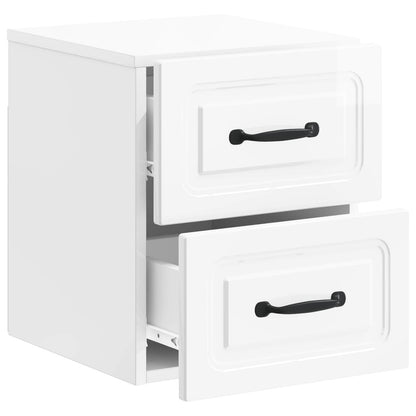 Mobiletto da notte a muro 2 pcs Bianco Lucido 34,5 x 33 x 40 cm | homemem39