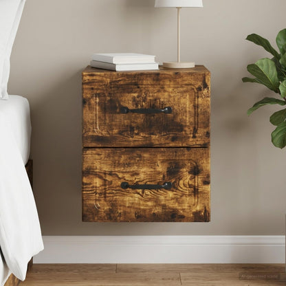 Mobiletto da notte a muro Rovere Fumo 34,5 x 33 x 40 cm