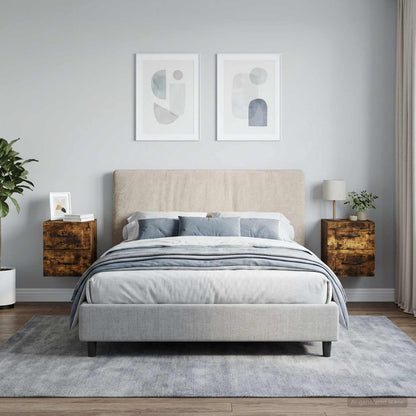 Mobiletto da notte a muro 2 pcs Rovere Fumo 34,5 x 33 x 40 cm