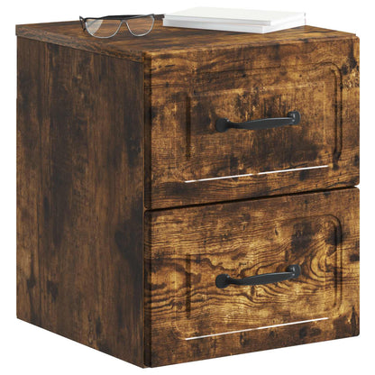 Mobiletto da notte a muro 2 pcs Rovere Fumo 34,5 x 33 x 40 cm