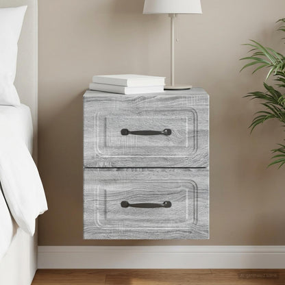 Mobiletto da notte a muro Grigio Sonoma 34,5 x 33 x 40 cm