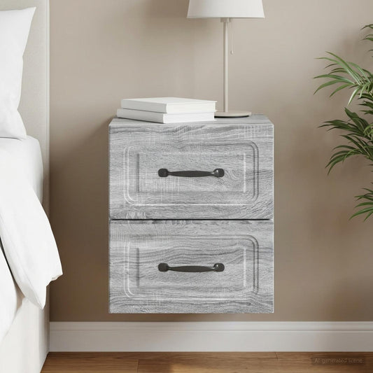 Mobiletto da notte a muro Grigio Sonoma 34,5 x 33 x 40 cm