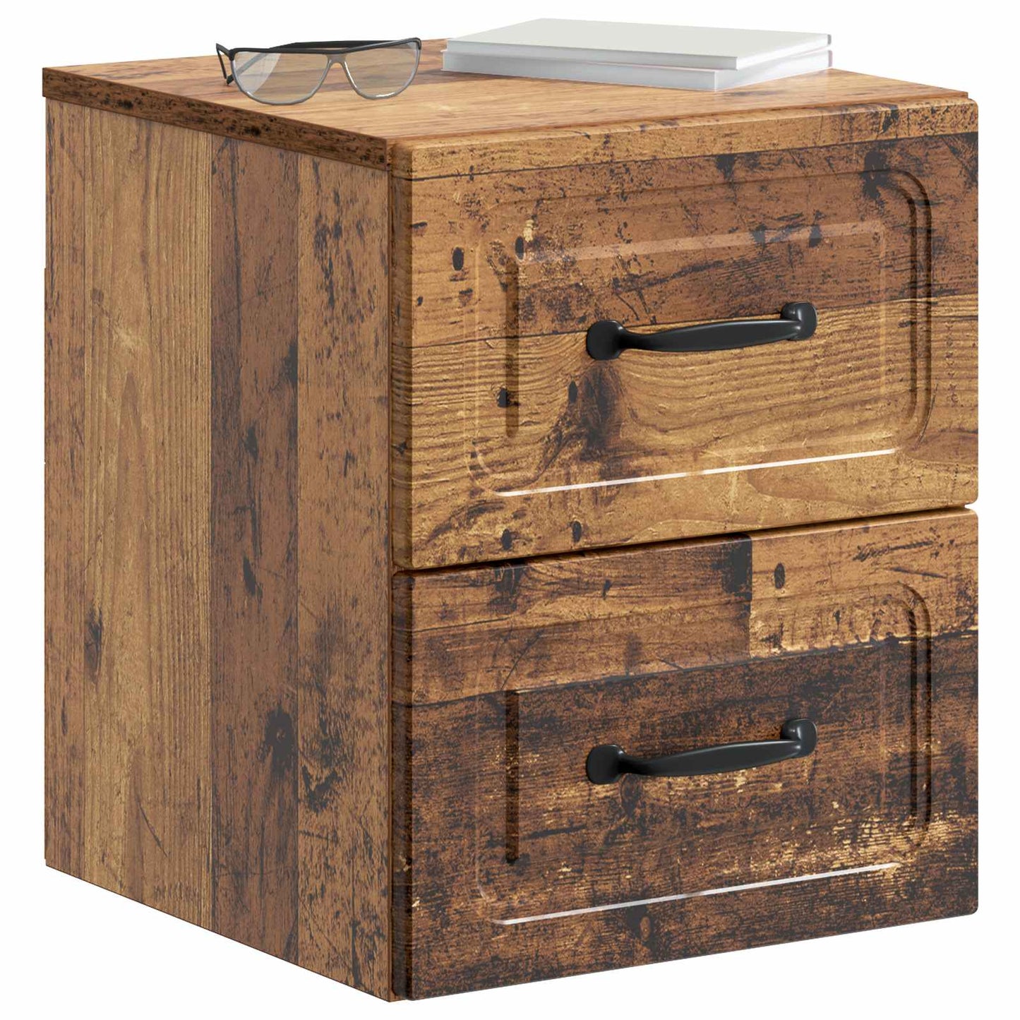 Mobiletto da notte a muro 2 pcs Legno antico 34,5 x 33 x 40 cm
