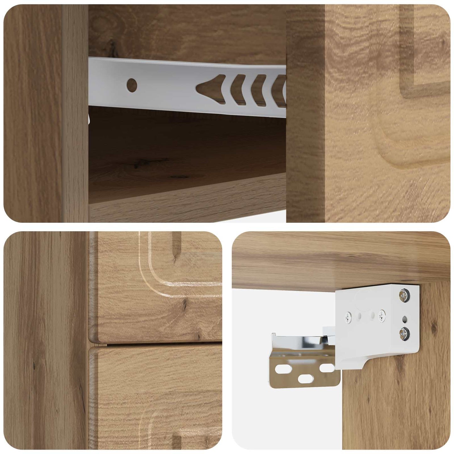 Mobiletto da notte a muro 2 pz Rovere Artigianale