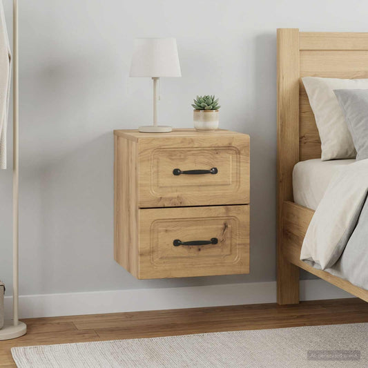 Mobiletto da notte a muro 2 pz Rovere Artigianale